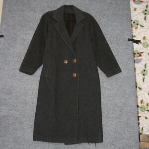 Vintage Braefair Joseph Magnin Wool Trench Coat Womens XL Gray Longline Overcoat